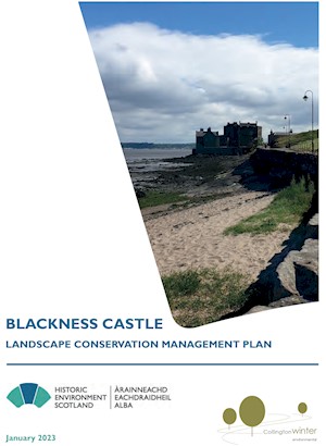 Front cover of Blackness Castle Landscape Conservation Management Plan showing a general view of the castle